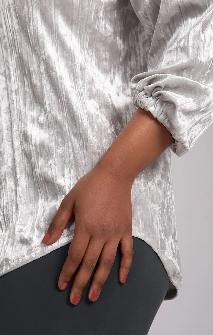 Move Pullover w/ Half Elastic Cuff, Crinkle Velvet