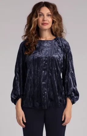 Move Pullover w/ Half Elastic Cuff, Crinkle Velvet