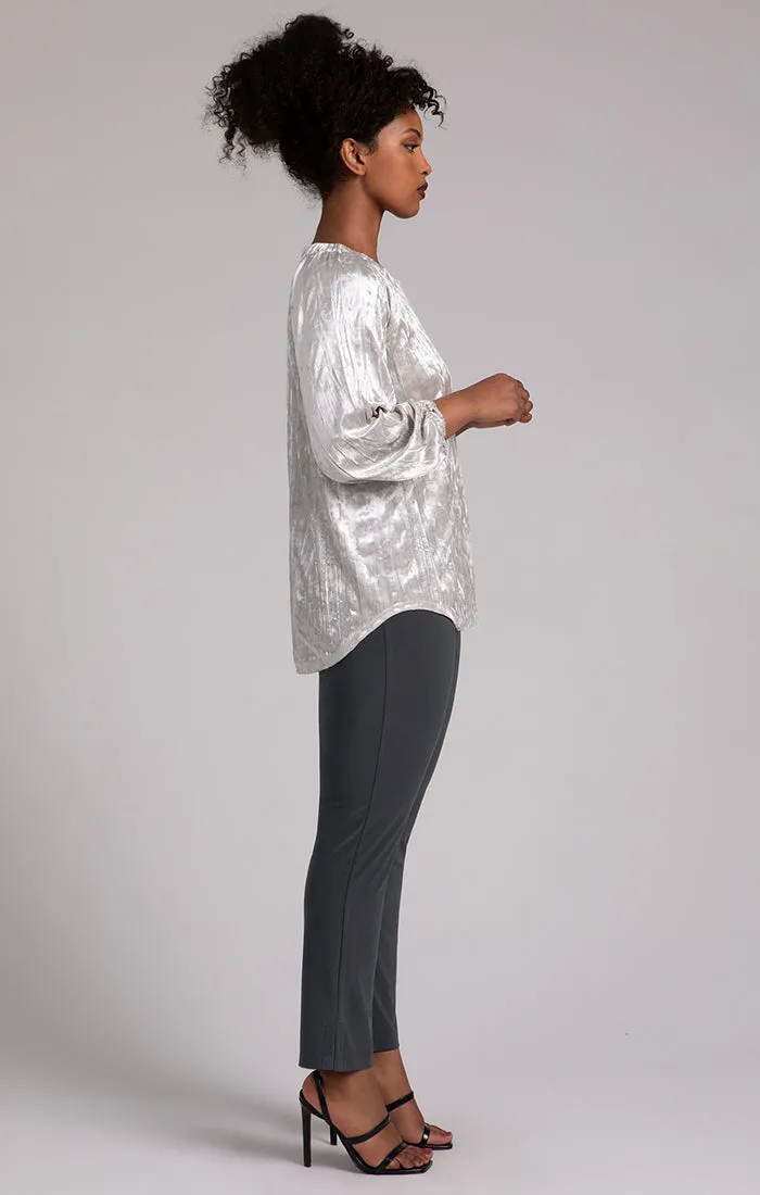 Move Pullover w/ Half Elastic Cuff, Crinkle Velvet