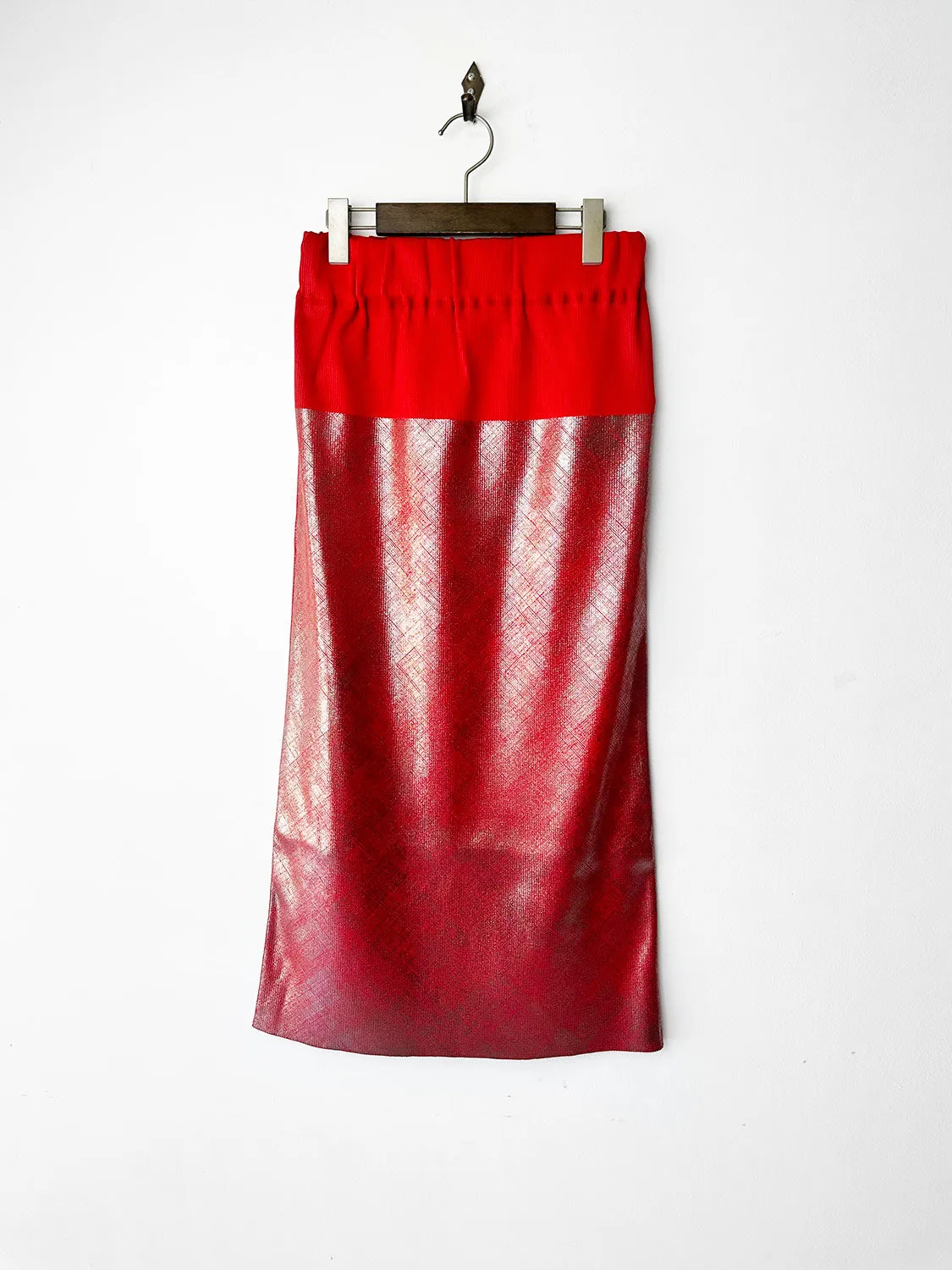 NAKAGAMI 箔ニットスカートred×silver