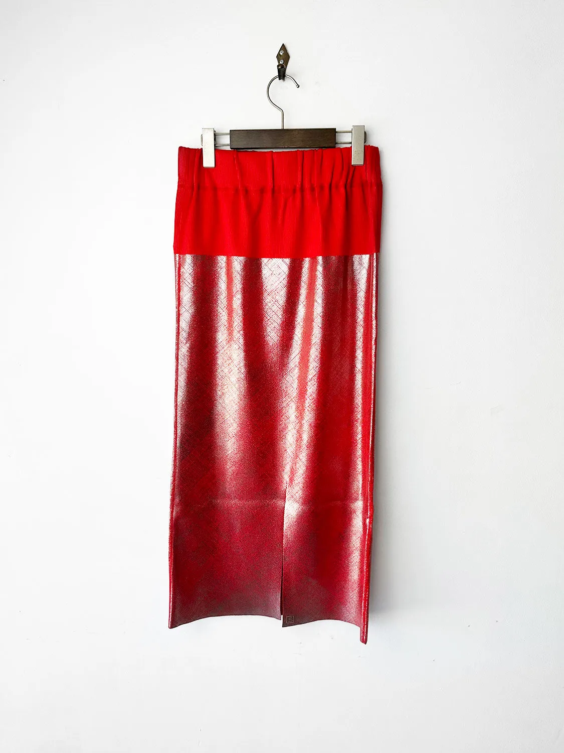 NAKAGAMI 箔ニットスカートred×silver