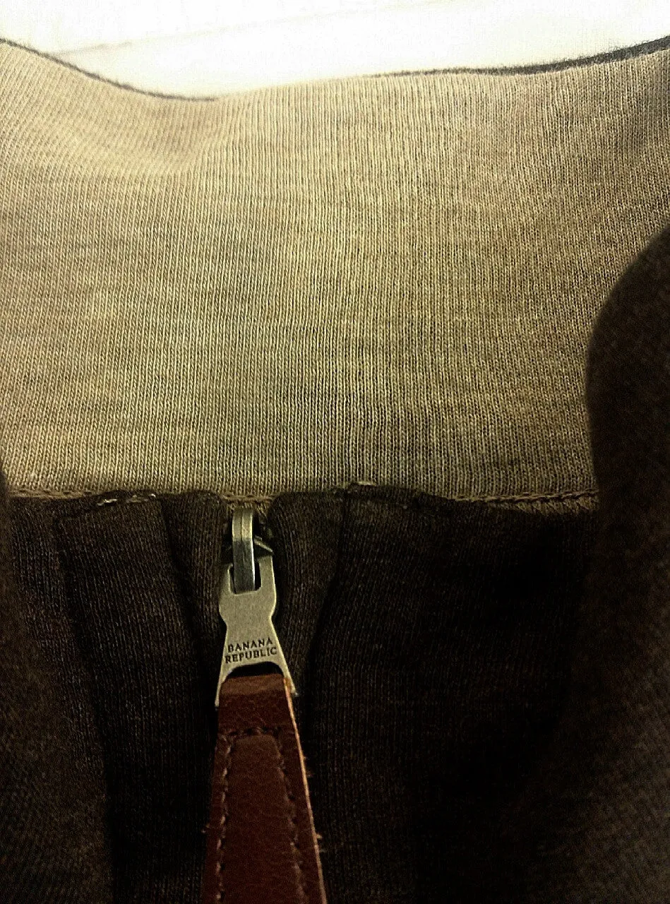 New- Banana Republic Brown 1/4 Zip Front Cotton Pullover- size M
