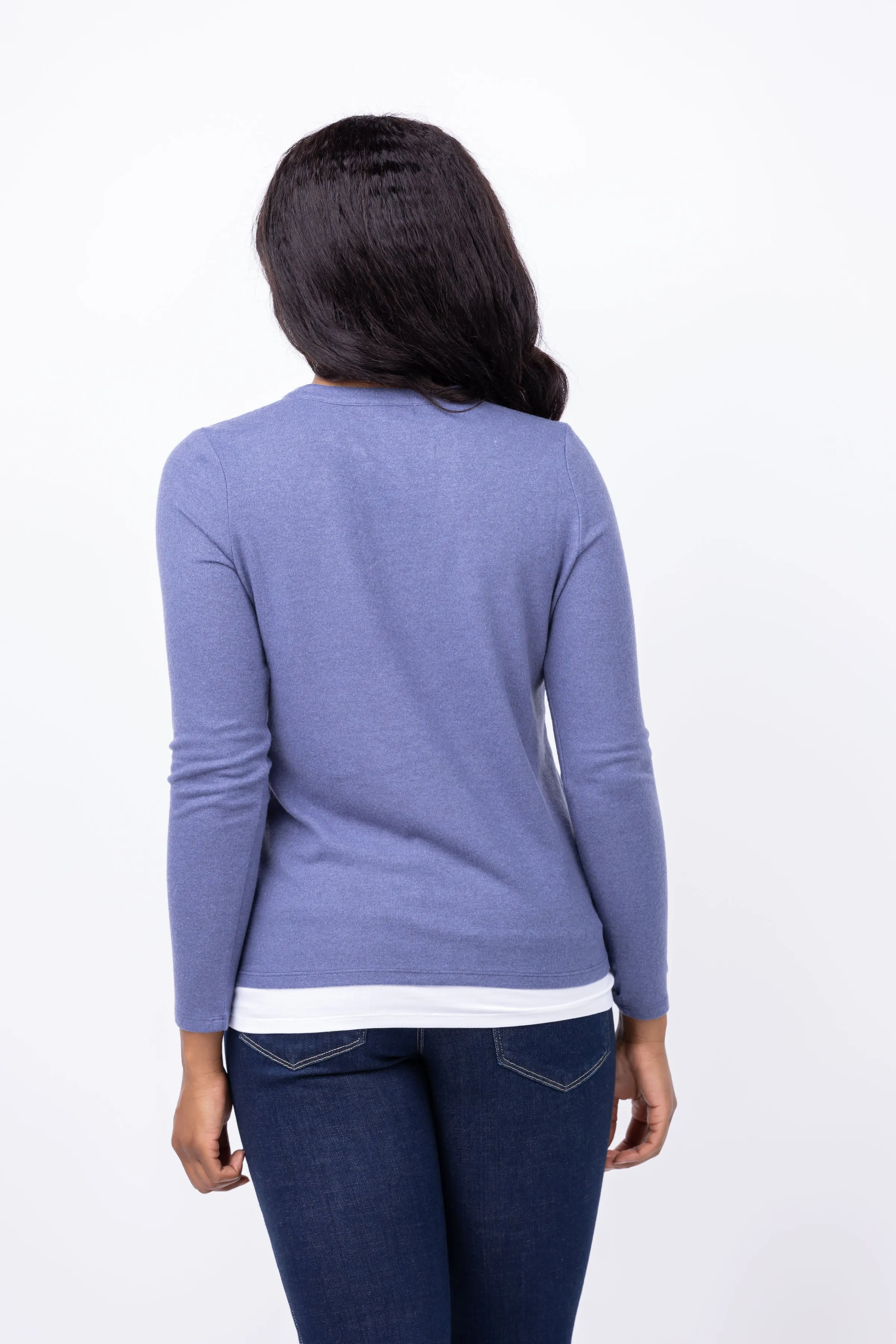 Nic Zoe Cozy Layer Top in Cornflower