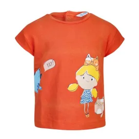 ORANGE GRAPHIC SHORT SLEEVE BABY GIRLS TSHIRT