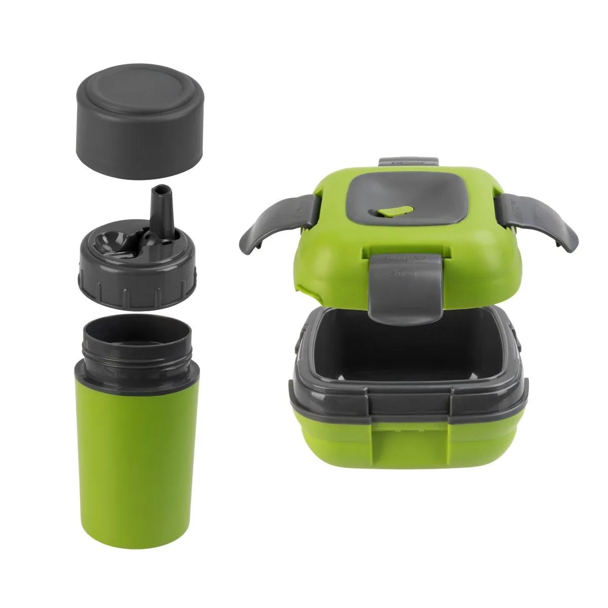 Paloma Set of Two Green Plastic Lunch Boxes | 20 oz Bottle | Insulated Bag