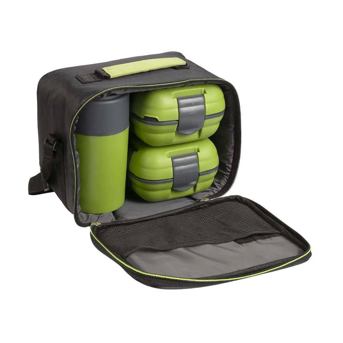Paloma Set of Two Green Plastic Lunch Boxes | 20 oz Bottle | Insulated Bag