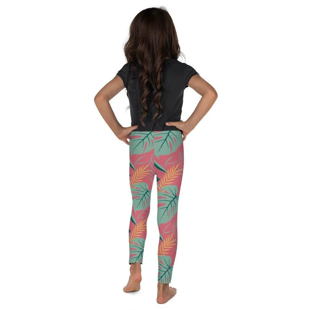 Pink Tropical Leaves Kid's Leggings