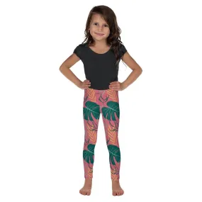 Pink Tropical Leaves Kid's Leggings