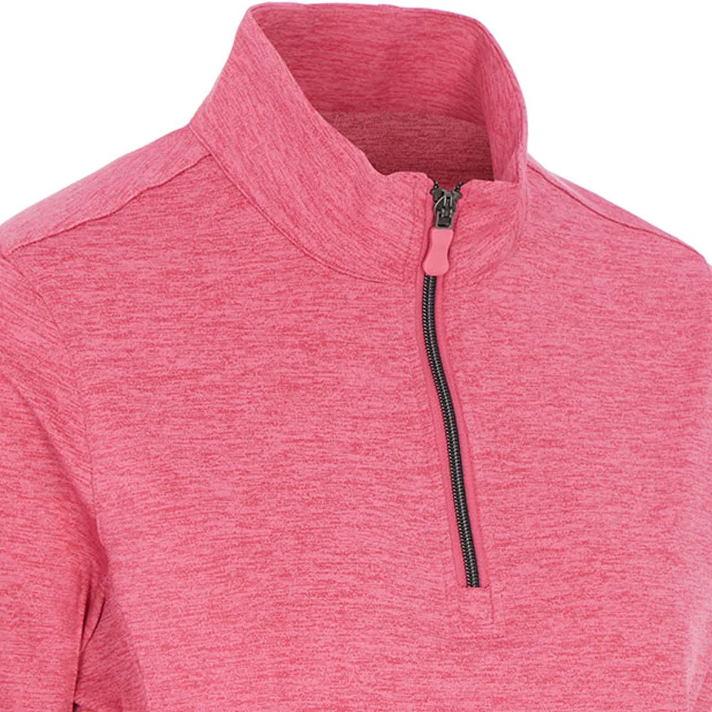 ProQuip Ladies Emma Melange 1/4 Zip Pullover - Shocking Pink