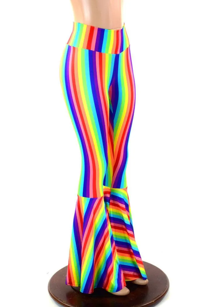 Rainbow High Waist Bell Bottom Flares