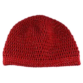 Red Sparkle Crochet Beanie Hat Medium/Large - JMCH26ML
