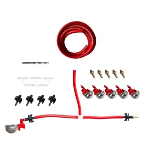 RentACoop DIY Sip Station Watering System Starter Kit; Includes Tubing, Brass Nozzles, Metal Auto-Fill Cups, Tubing Adaptors, T-Connectors, and 11mm Drill Bit; Great for Rabbits, and More