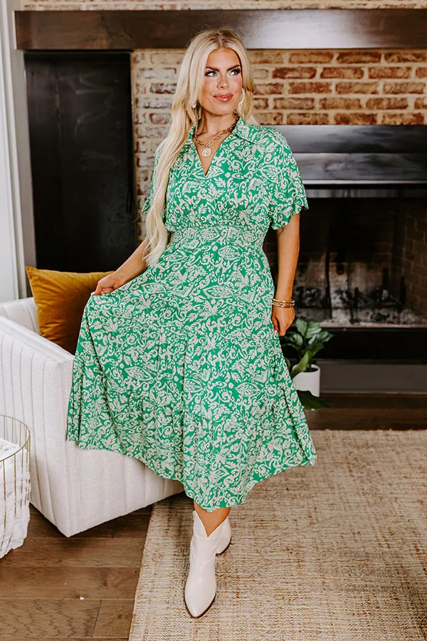 Resort Getaway Floral Midi in Green Curves