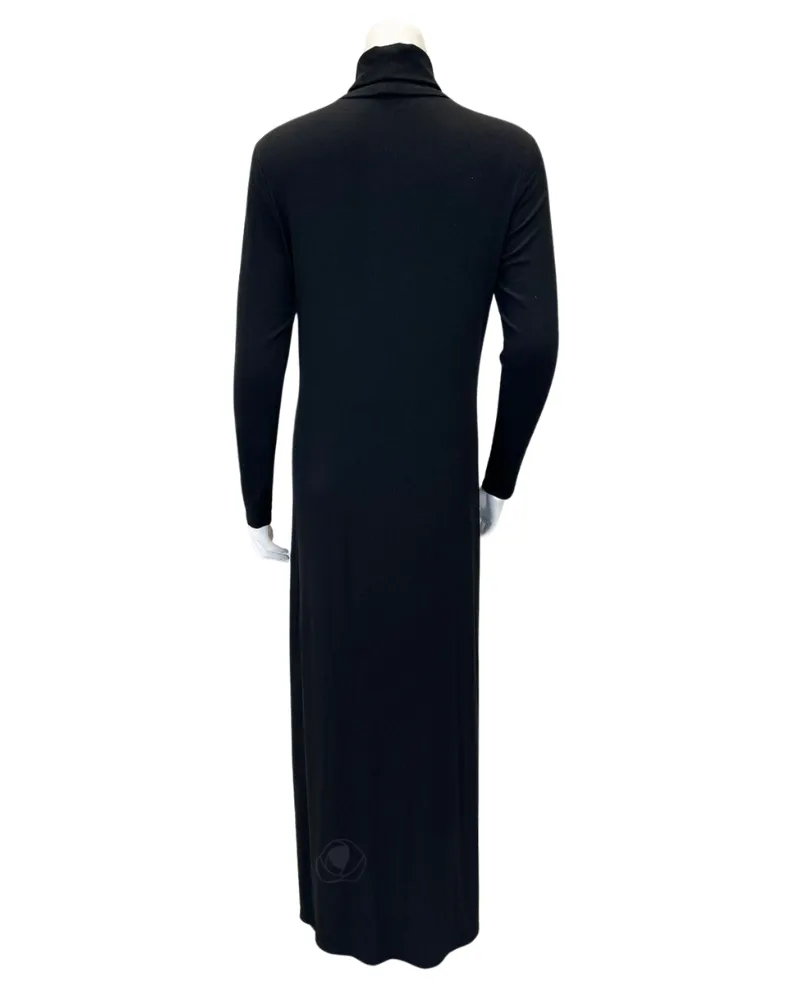 S6954 Black Ribbed Turtleneck 57" Maxi Shell Dress