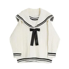 Sailor Collar Knitted Kawaii Oversize Pullover