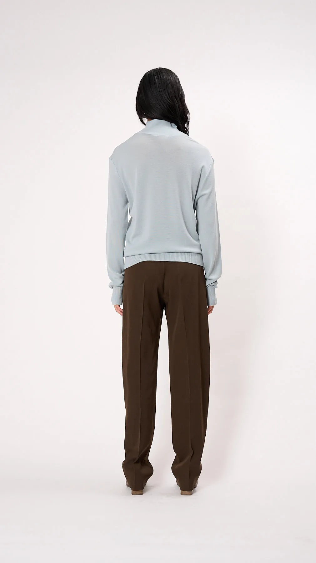 Seamless Turtleneck Top in Cloud Blue