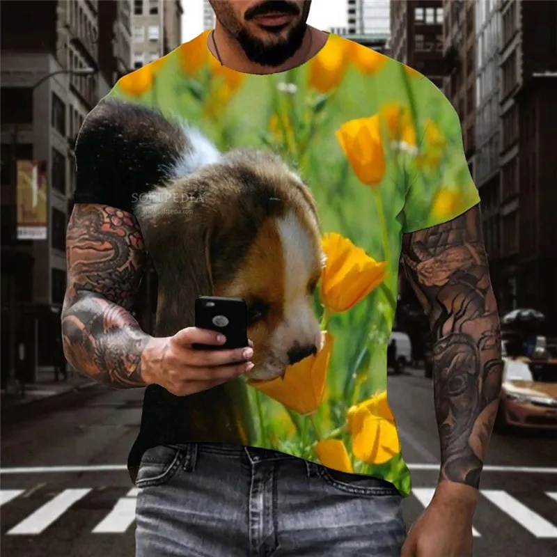 shirt dog clothing Puppy Cute animal Casual art costume men's big Smart dogs