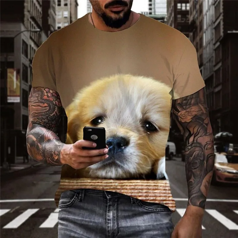 shirts dog Puppy Cute animal Hip hop tshirt 3D men's Cool big Smart dogs art costume