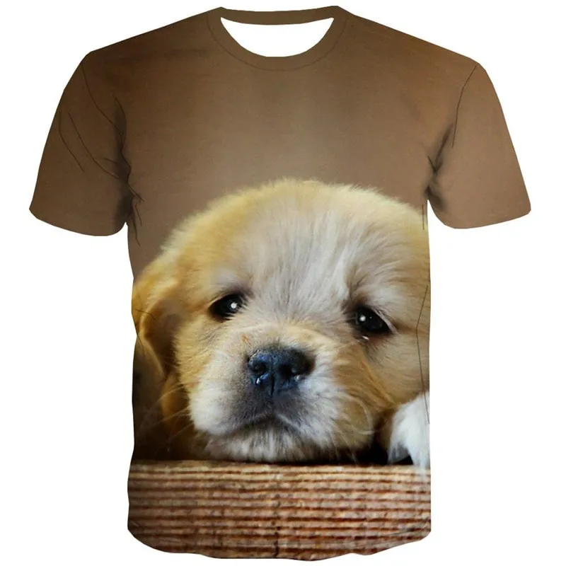 shirts dog Puppy Cute animal Hip hop tshirt 3D men's Cool big Smart dogs art costume