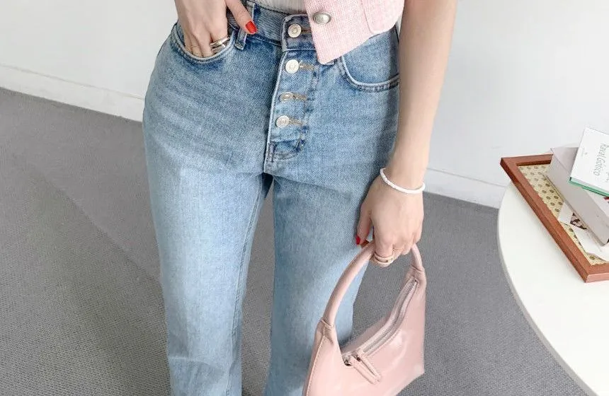 Short-Sleeve Lapel Collar Button Blazer