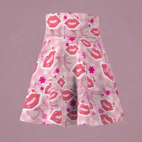 Skirt: Flirty Pink Kiss Print