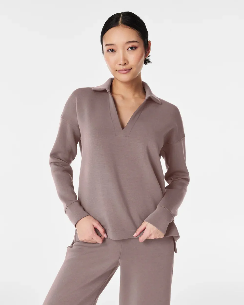 SPANX - AIRESSENTIALS SPLIT NECK POLO TOP