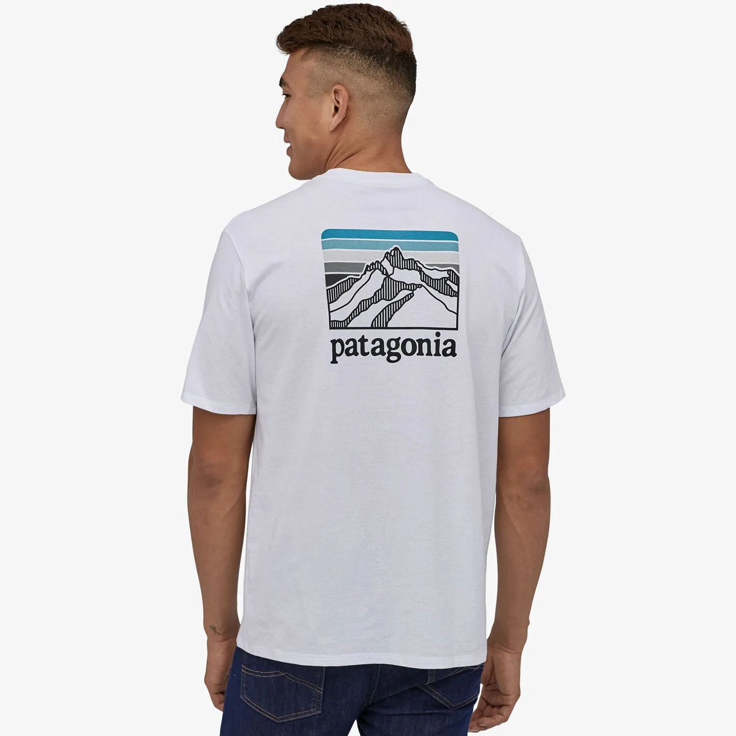 T-Shirt Patagonia Line Logo Ridge Pocket Responsibili - Bianco