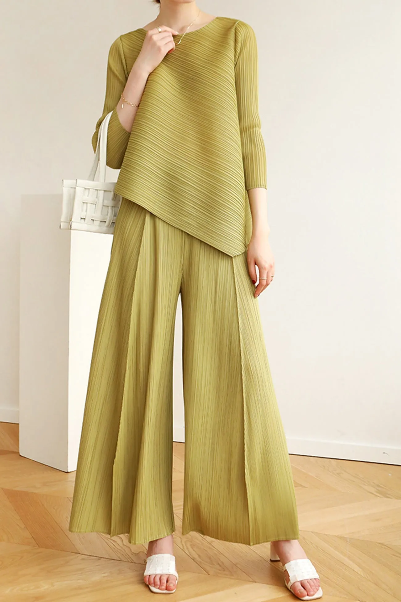 TastyHottie - High Waist Pleated Wide Leg Long Pants