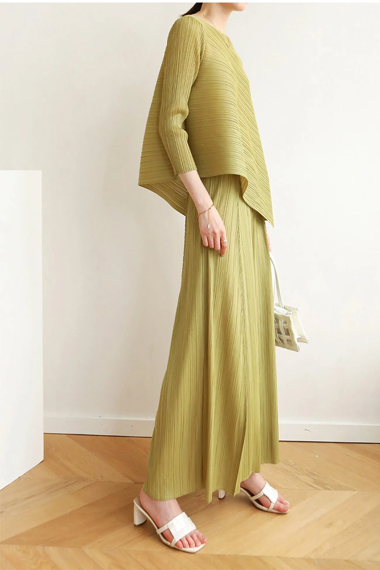 TastyHottie - High Waist Pleated Wide Leg Long Pants
