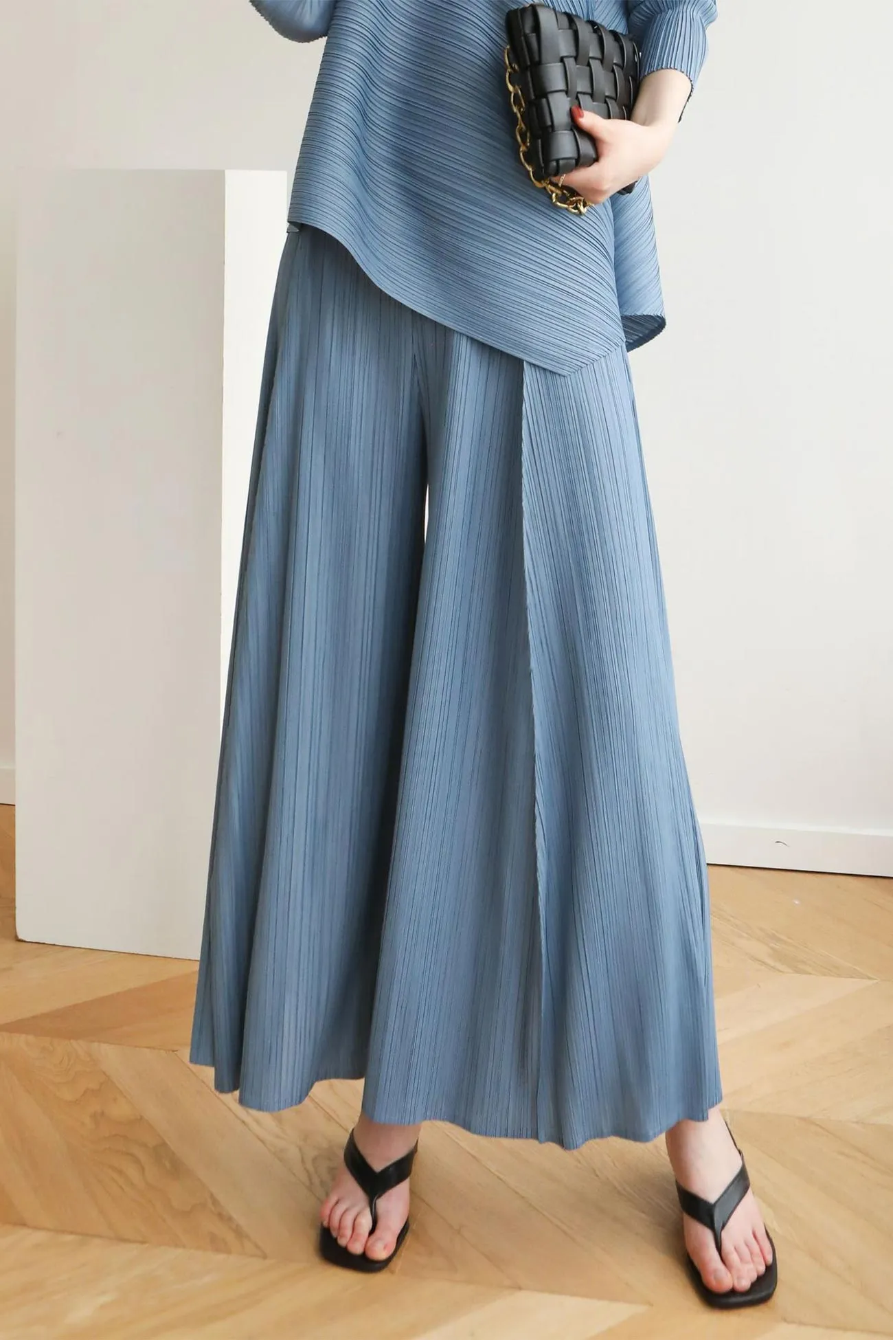 TastyHottie - High Waist Pleated Wide Leg Long Pants