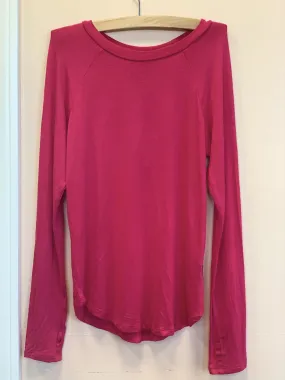 Terez Girls Solid Fuchsia Long Sleeve Crewneck