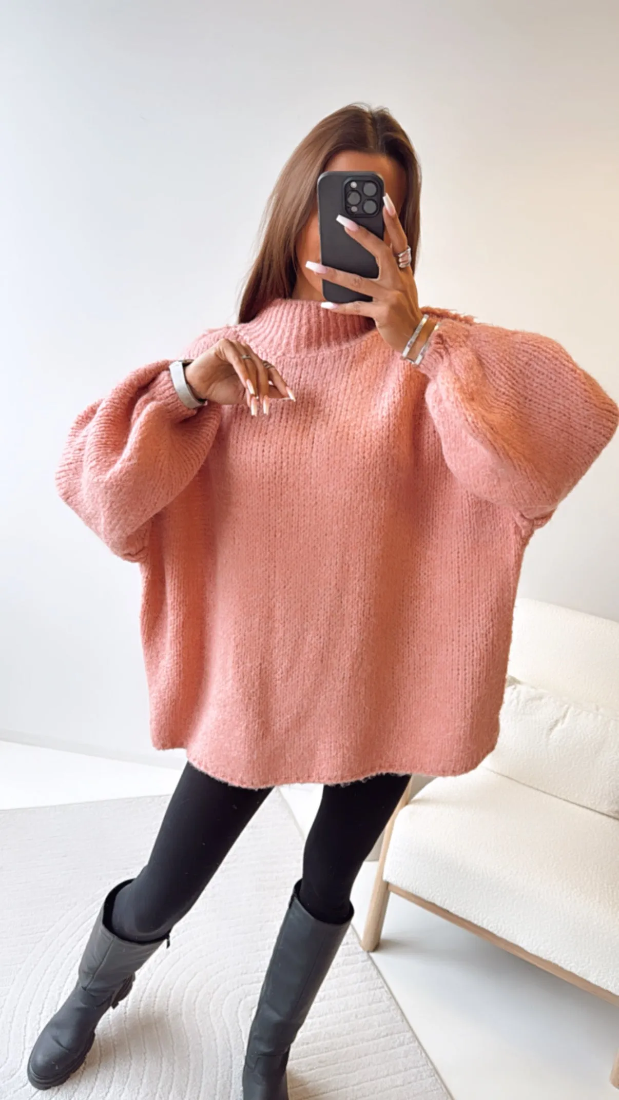 Ultra Oversize Kuschel - Pullover / peach Art. 8309