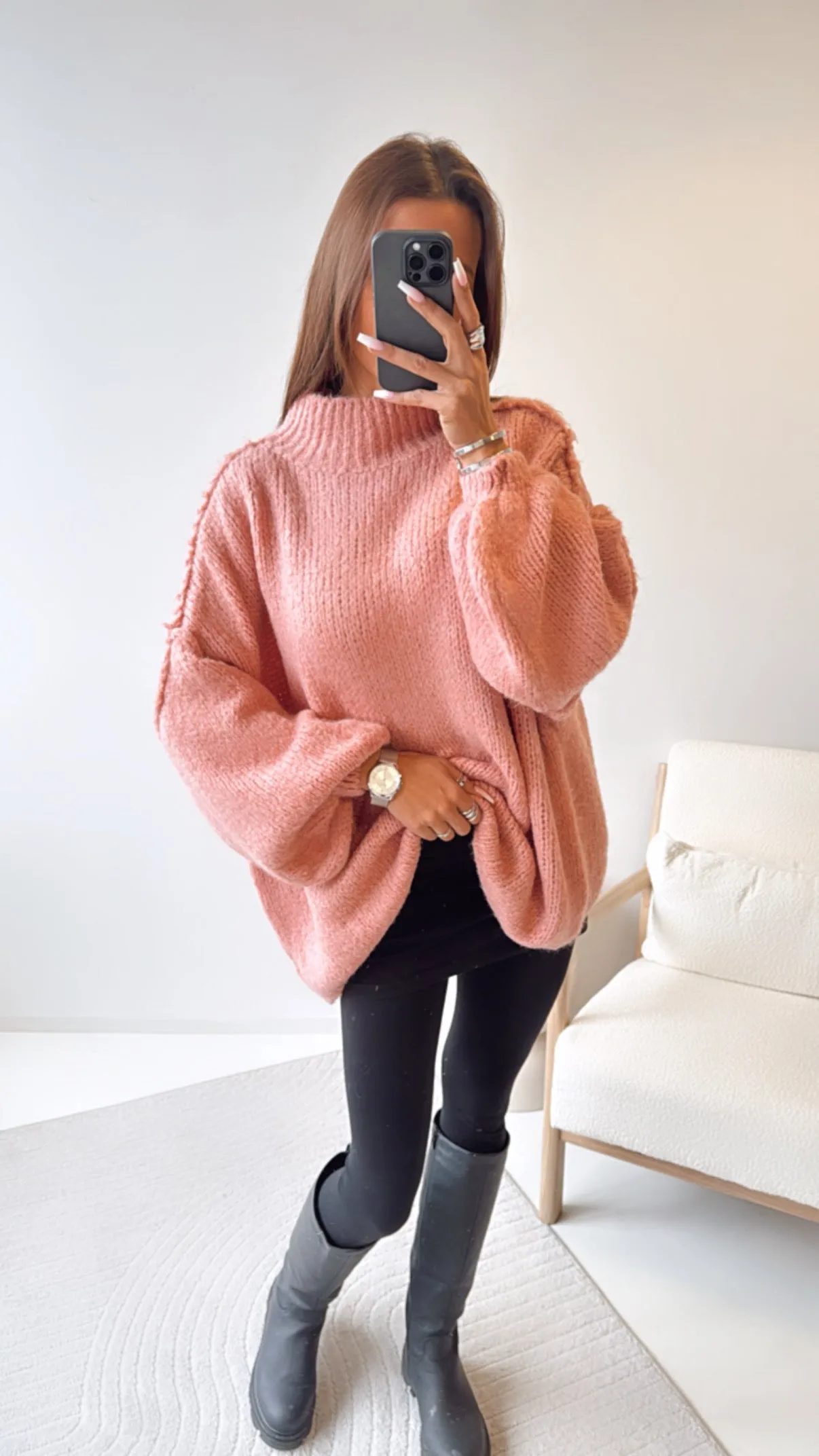 Ultra Oversize Kuschel - Pullover / peach Art. 8309