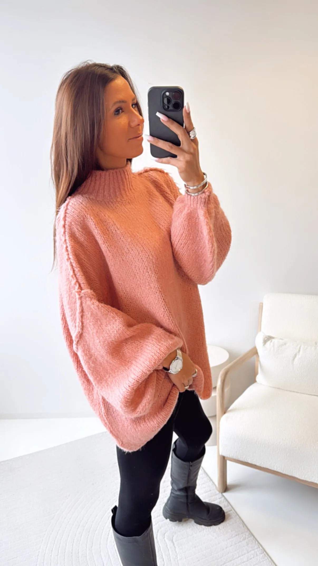 Ultra Oversize Kuschel - Pullover / peach Art. 8309