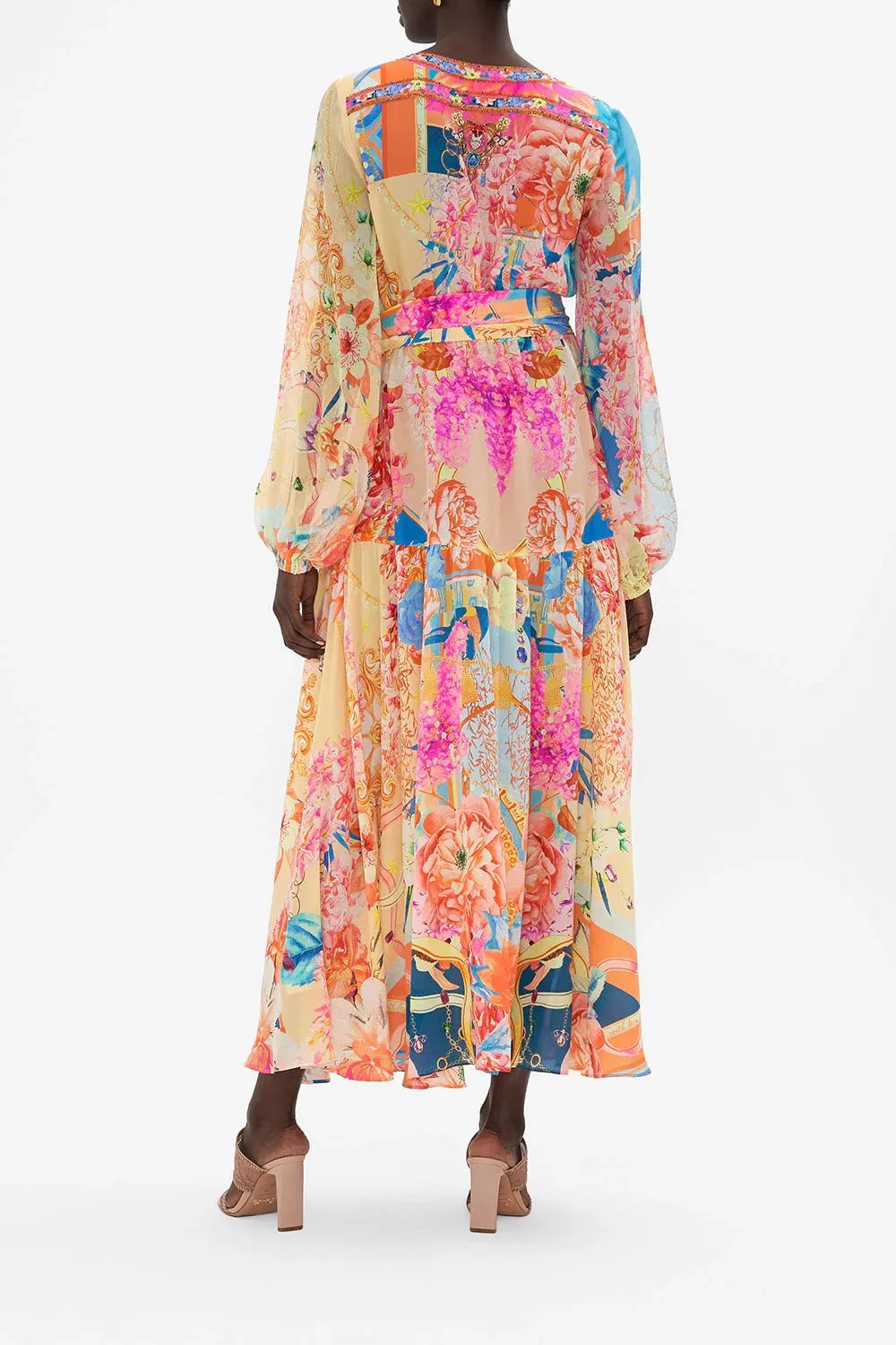 V Neck Dress With Belt - Meet Me in the Garden