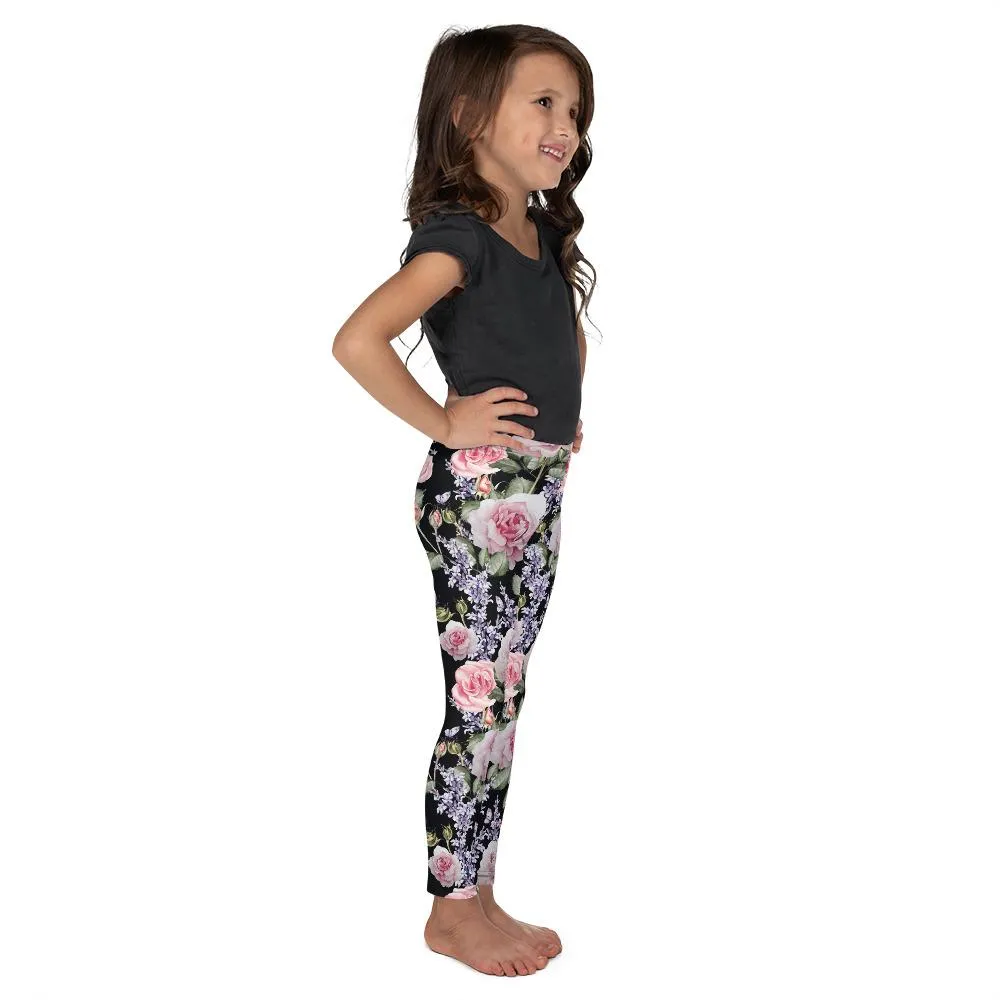Watercolor Roses & Lavender Kid's Leggings