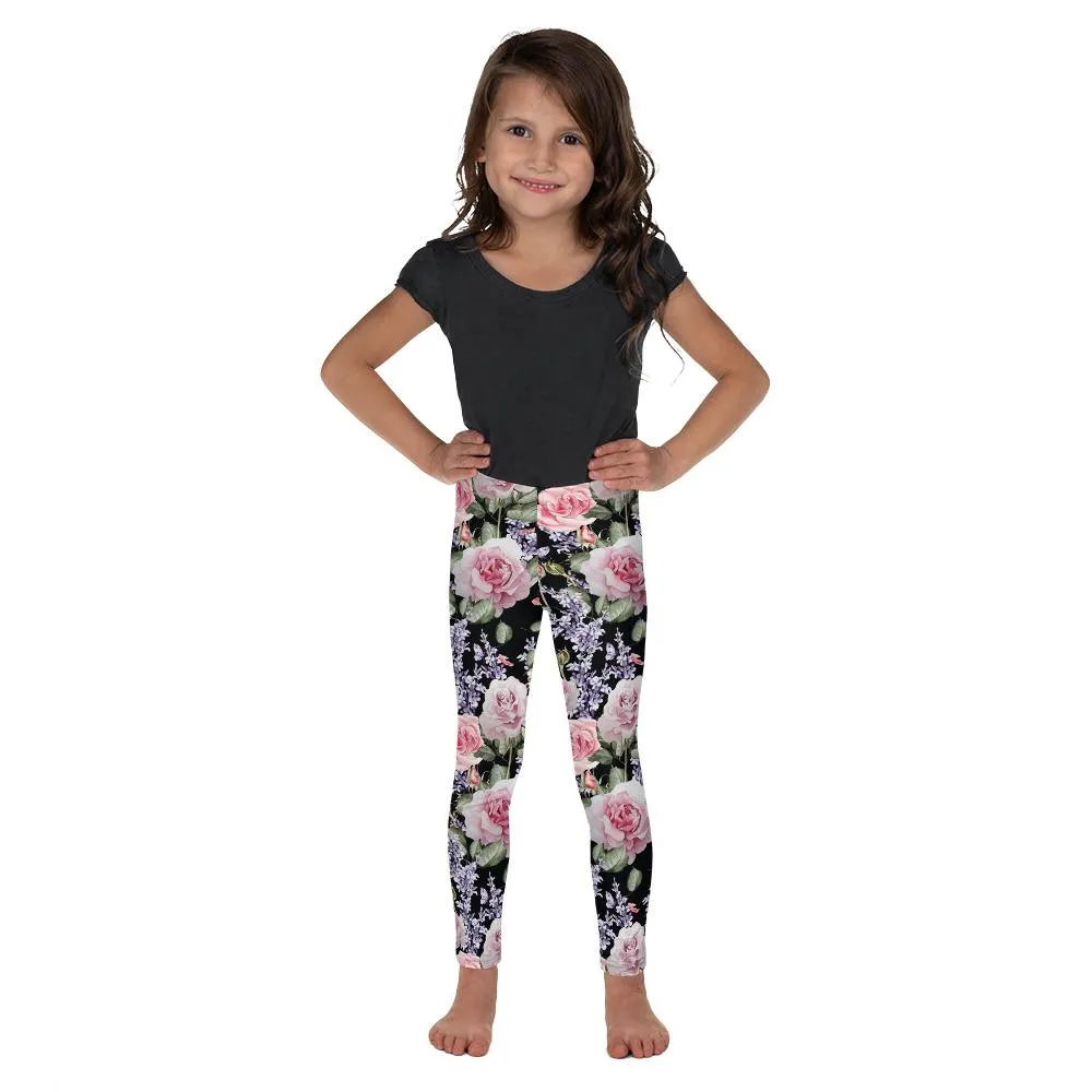 Watercolor Roses & Lavender Kid's Leggings