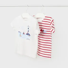 WHITE AND RED BABY BOY T-SHIRT SET