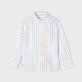 WHITE LONG SLEEVE STRIPE SHIRT FOR BOYS