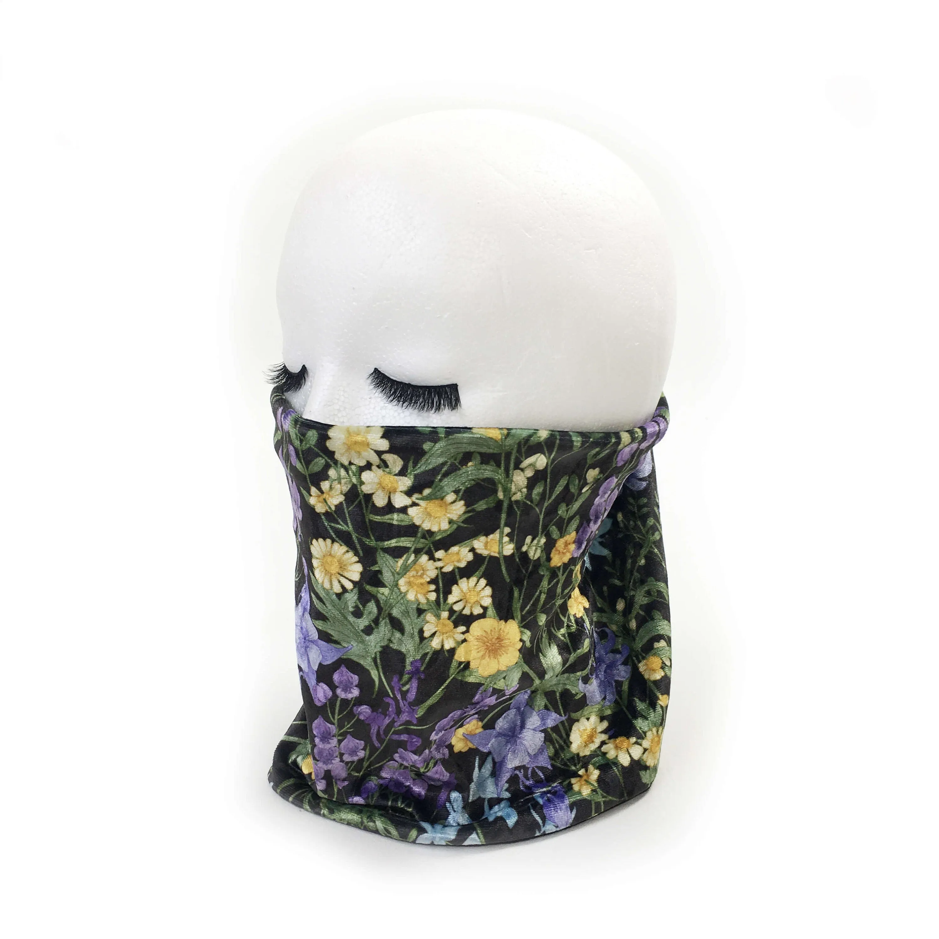 Wildflowers, Womans Versatile Scarf, Headband, HatBand, Neck Warmer, Washable, Ladies Scarf, Velour Scarf, Designer Gaiter, Velour