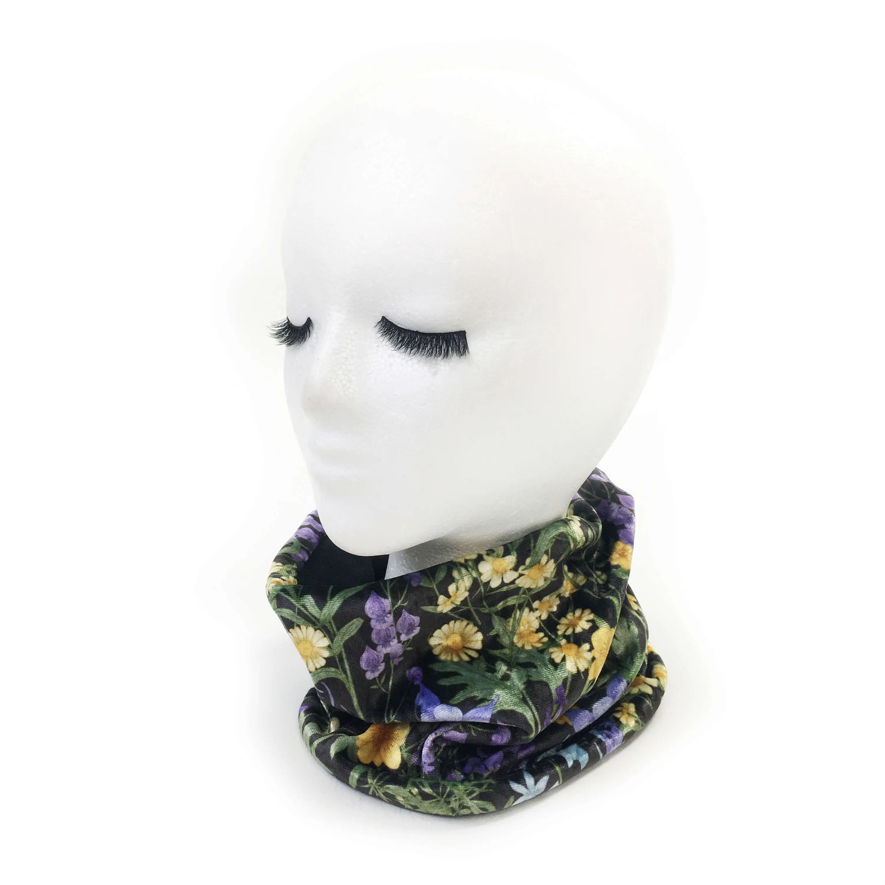 Wildflowers, Womans Versatile Scarf, Headband, HatBand, Neck Warmer, Washable, Ladies Scarf, Velour Scarf, Designer Gaiter, Velour