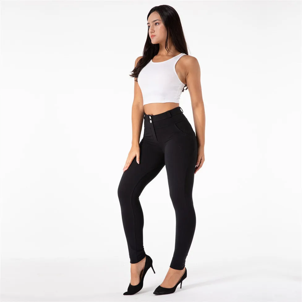 Wjczt Melody Red Skinny Jeggings Cotton Female Workout Jegging Mid Waist Tights Bum Lift Pants Women&#39;s Clothing