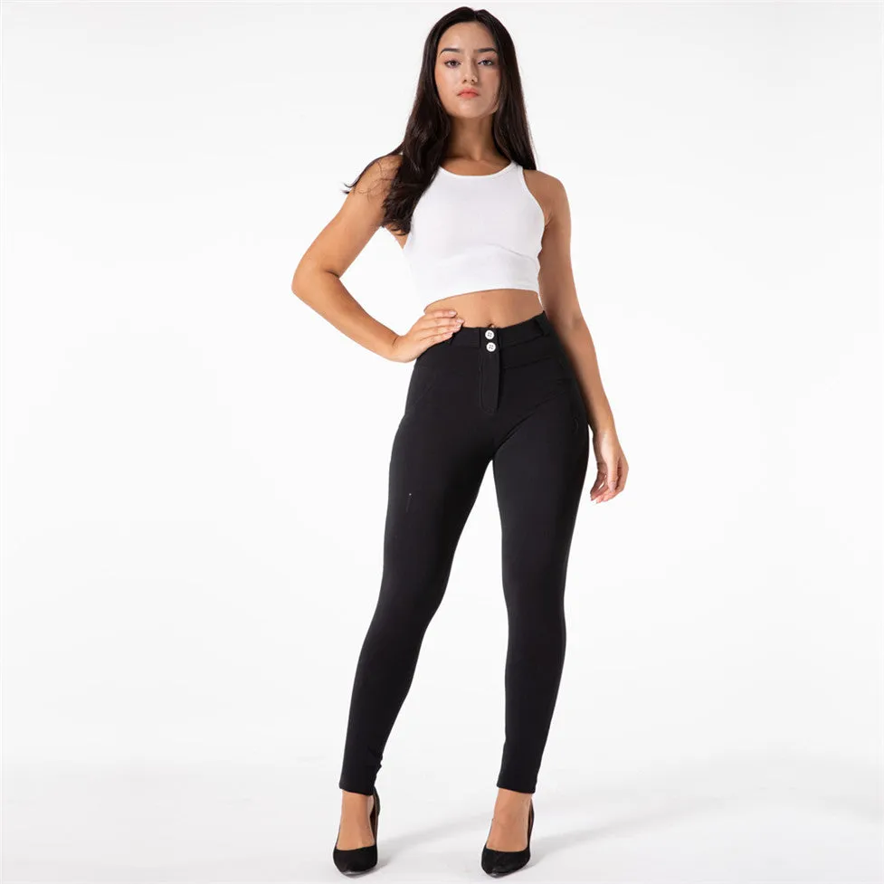 Wjczt Melody Red Skinny Jeggings Cotton Female Workout Jegging Mid Waist Tights Bum Lift Pants Women&#39;s Clothing