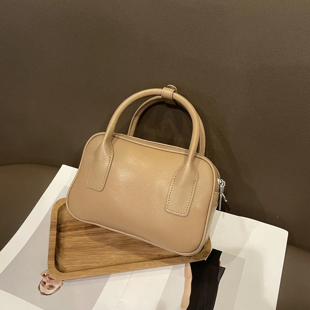XIANGTUIBAO Cross-Border Vintage Leather Women Bag Fashion Top Layer Skeleton-Skin Boston Bag New Crossbody Hand Holding Pillow Bag 787