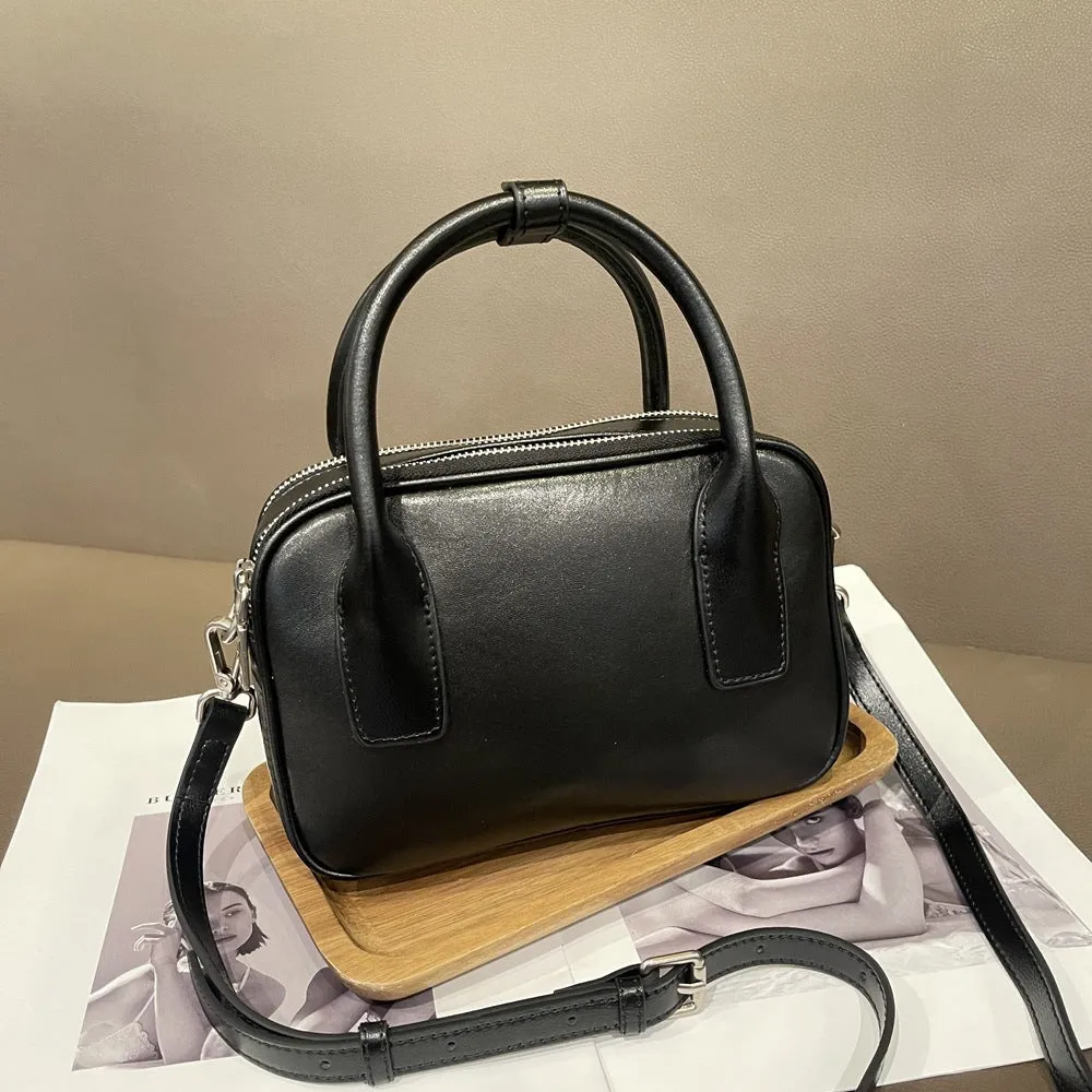 XIANGTUIBAO Cross-Border Vintage Leather Women Bag Fashion Top Layer Skeleton-Skin Boston Bag New Crossbody Hand Holding Pillow Bag 787