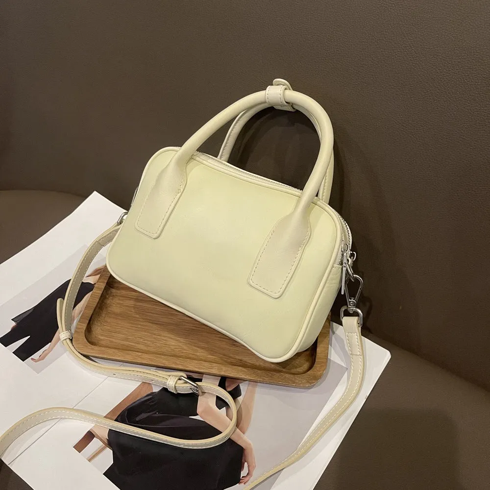 XIANGTUIBAO Cross-Border Vintage Leather Women Bag Fashion Top Layer Skeleton-Skin Boston Bag New Crossbody Hand Holding Pillow Bag 787
